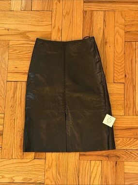 Banana Republic Black Leather Pencil Skirt